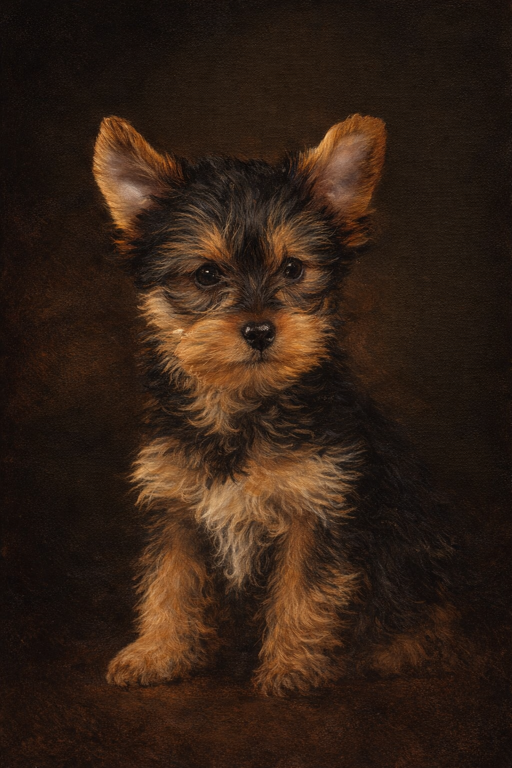 After — Mercy-reviewed oil painting of Yorkie in the Old Masters tradition