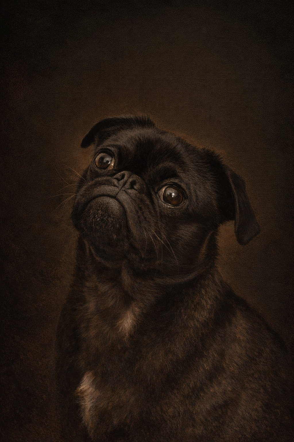 After — Mercy-reviewed oil painting of Black Pug in the Old Masters tradition