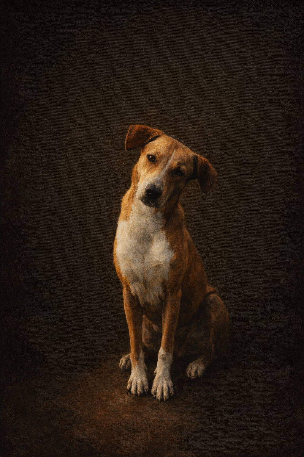 After — Mercy-reviewed oil painting of Mixed Breed in the Old Masters tradition
