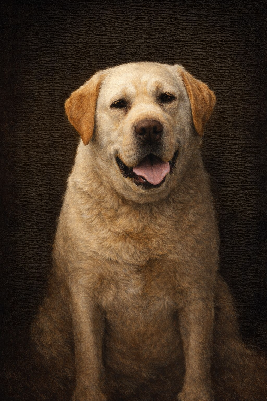 After — Mercy-reviewed oil painting of Yellow Lab in the Old Masters tradition